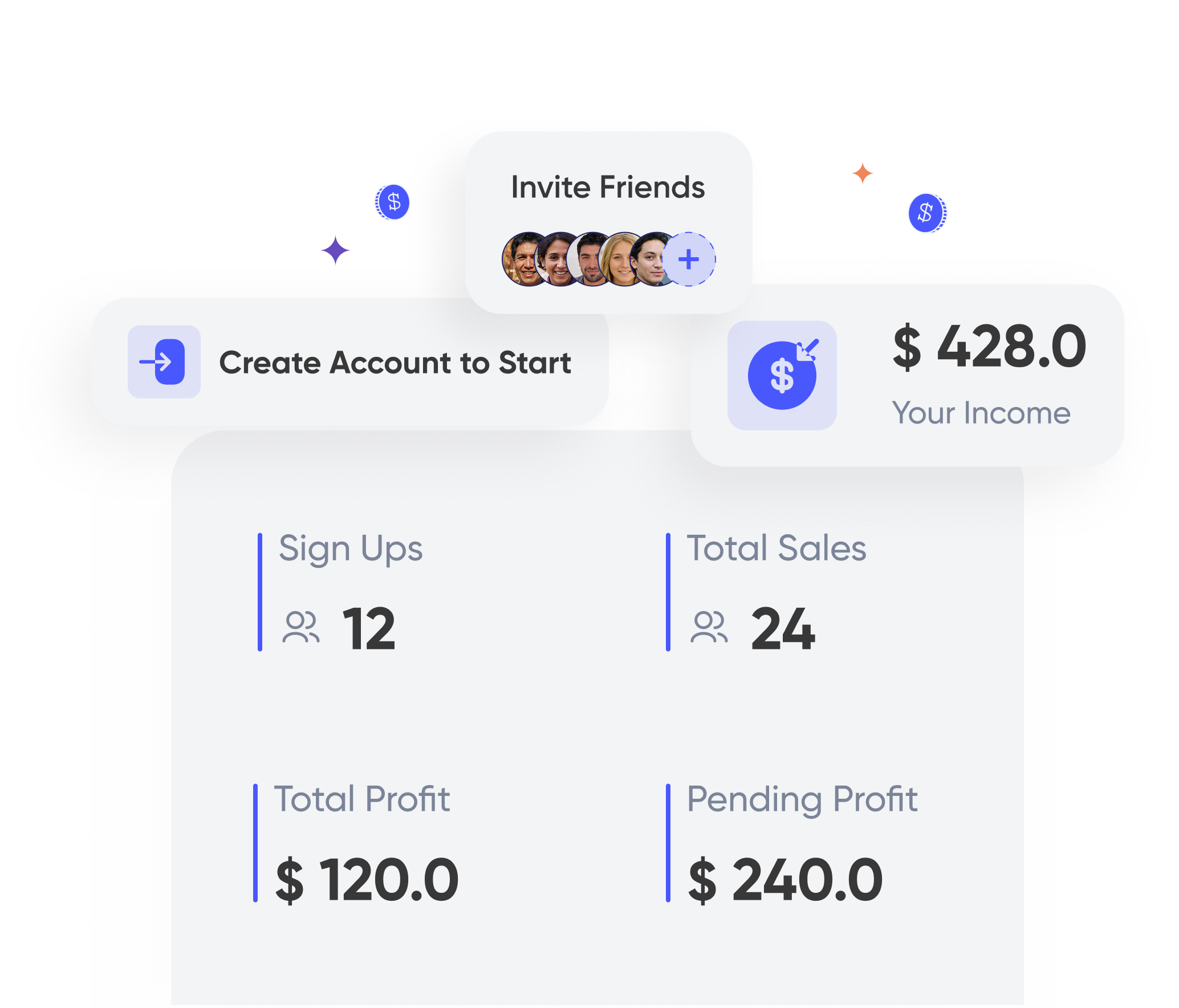 Screenshot of UltraTrader's referral feature.